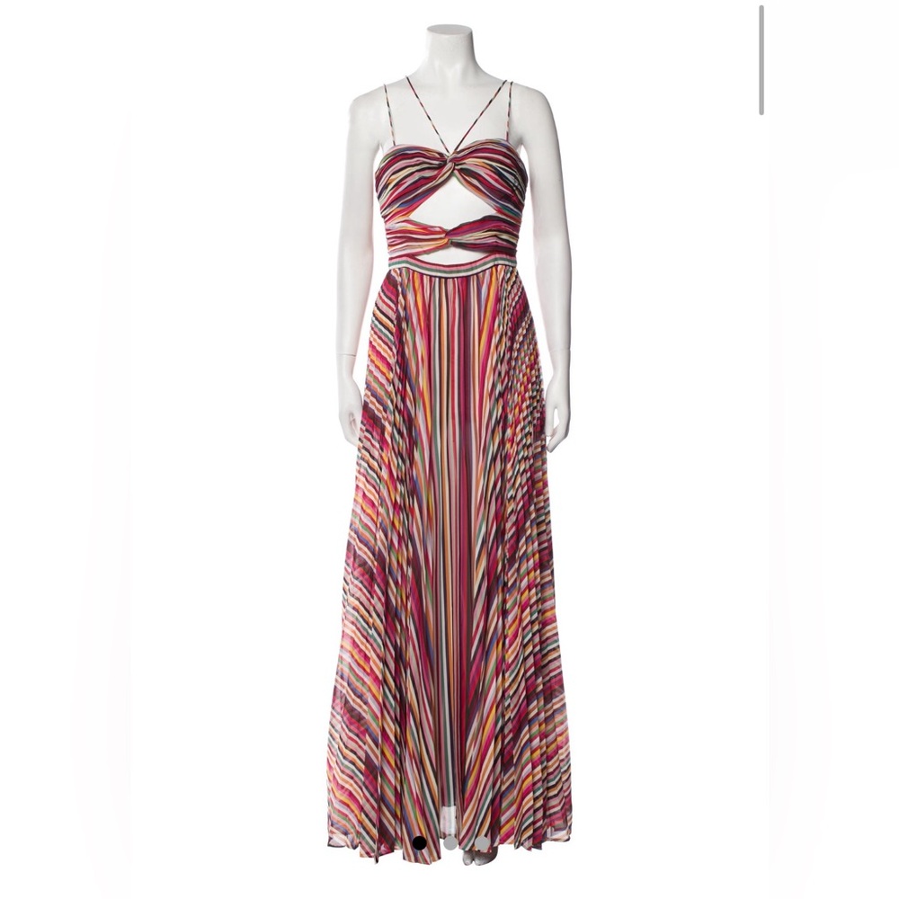 AMUR Lana Multicolor Stripe Cutout Long Dress